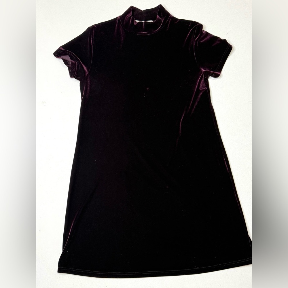 Vintage Jacquline Ferrar Burgundy Velvet Short Sleeve Dress Size 12